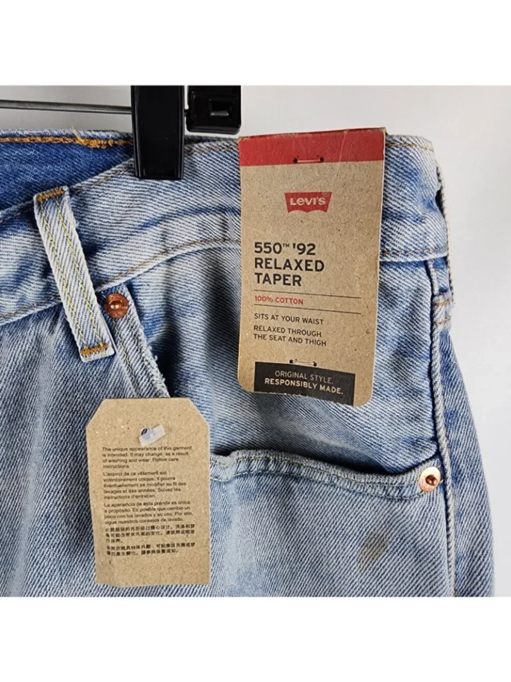 Levis 550 '92 Relaxed Taper Mens 42x30 Jeans Marker Stained Distressed New